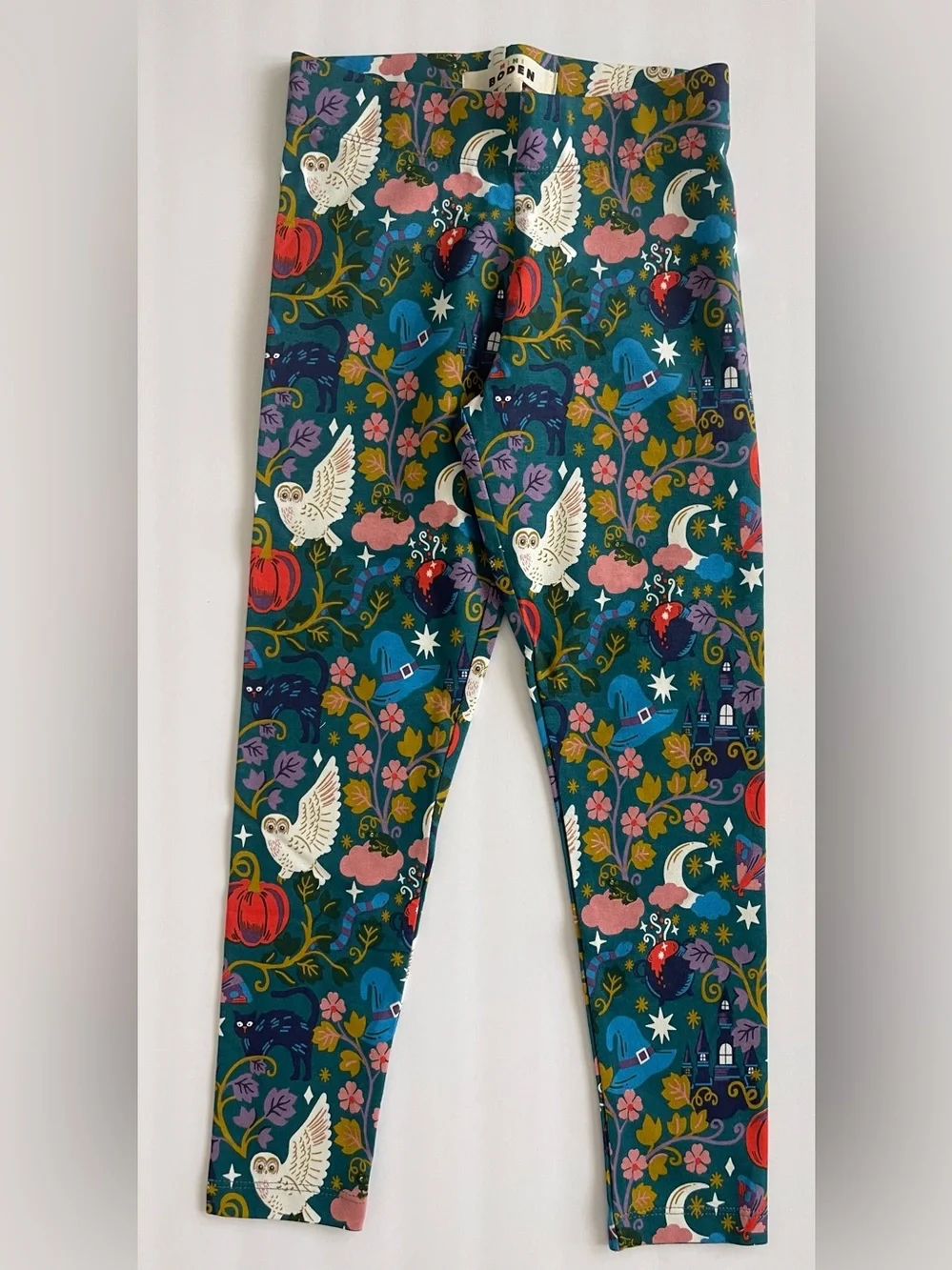 NWT Mini Boden Girls 2pc Tunic & Leggings Set Witch Halloween Blue 6-7y